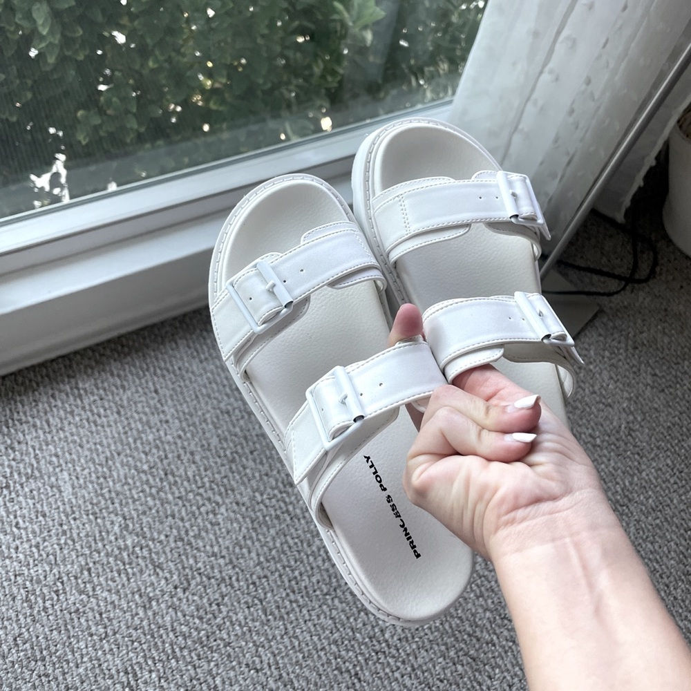 platform sandals in white